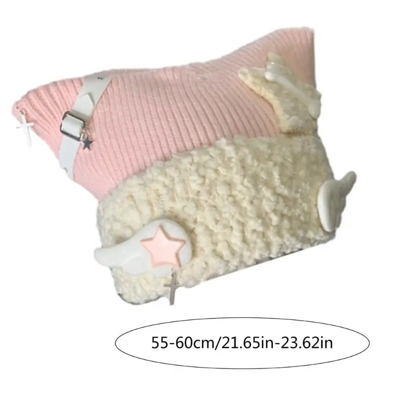 R1WE محبوك قبعة صوفية مترهل للمرأة الشتاء لينة الدافئة السيدات الصوفية محبوك الجمجمة بيني قبعات