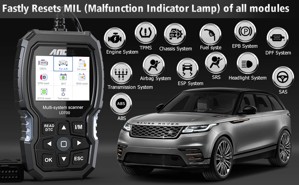 Auto-Diagnosegerät ANCEL LD700 OBD2-Scanner für Alle Systeme von Land Rover Jaguar JLR EPB BMS DPF ABS TPMS Öl-Reset Codeleser – Detail 3