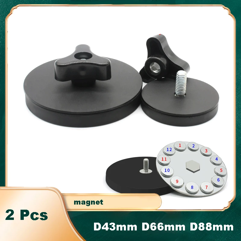 2 Pcs Magnetic Base Mounting Bracket D43mm D66mm D88mm Detachable Plastic Coated Strong Powerful Magnet Roof Used Car Billboard