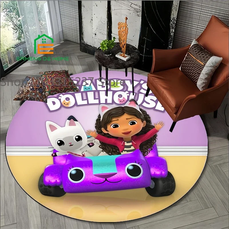 

GG-Gabby Dollhouse Girl Printed Round Area Rug Round Carpet Living Room Children's Bedroom Playroom Non-slip Floor Mat