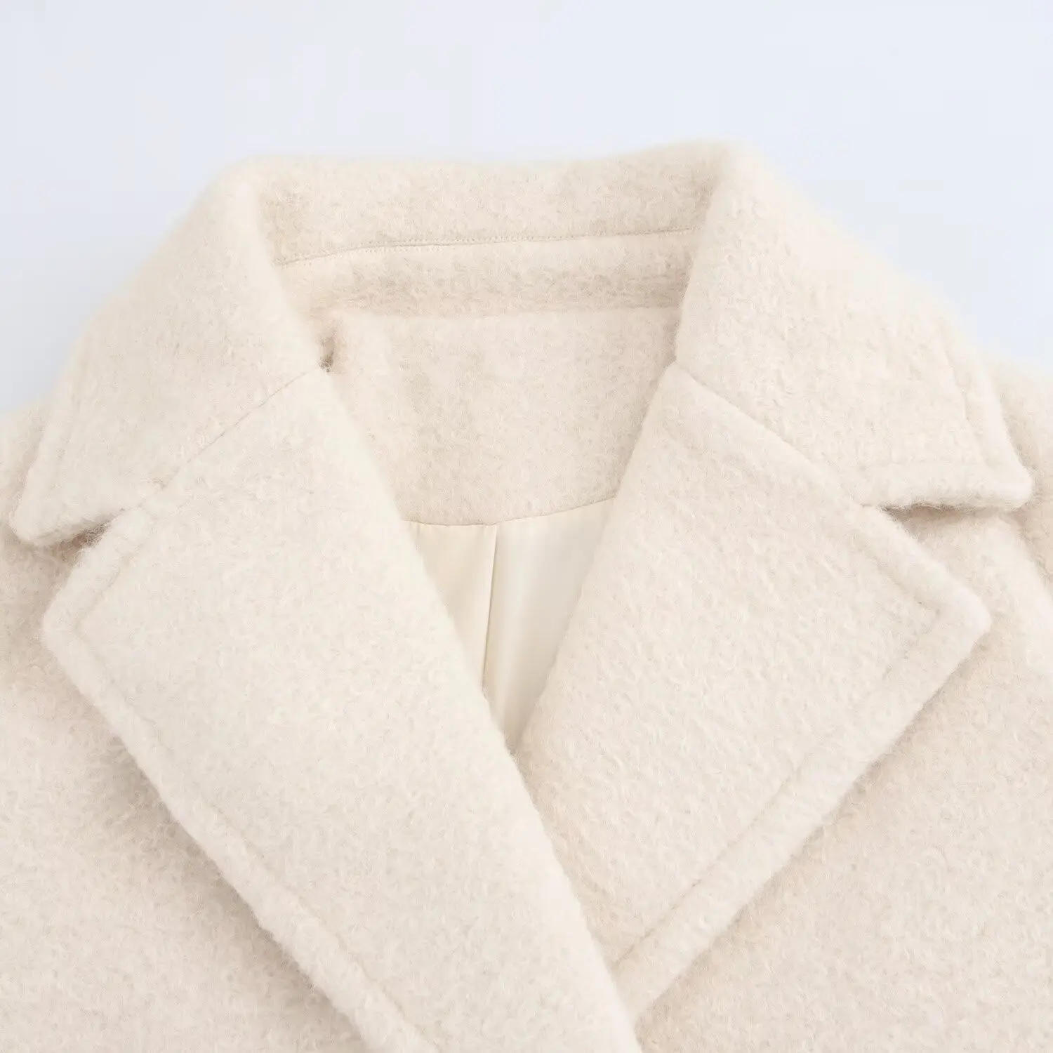 JNLEAOG Comfortable Women's Woolen Coat Autumn New Style Double Breasted Pearl Felt Thick Long Sleeve Commute Daily Wear