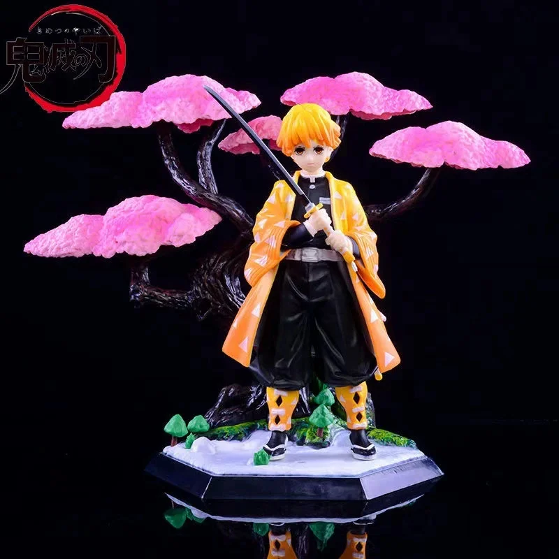 19CM Demon Slayer GK Nezuko Tanjiro Zenitsu cos Sakura style PVC doll desktop ornament anime gift collection