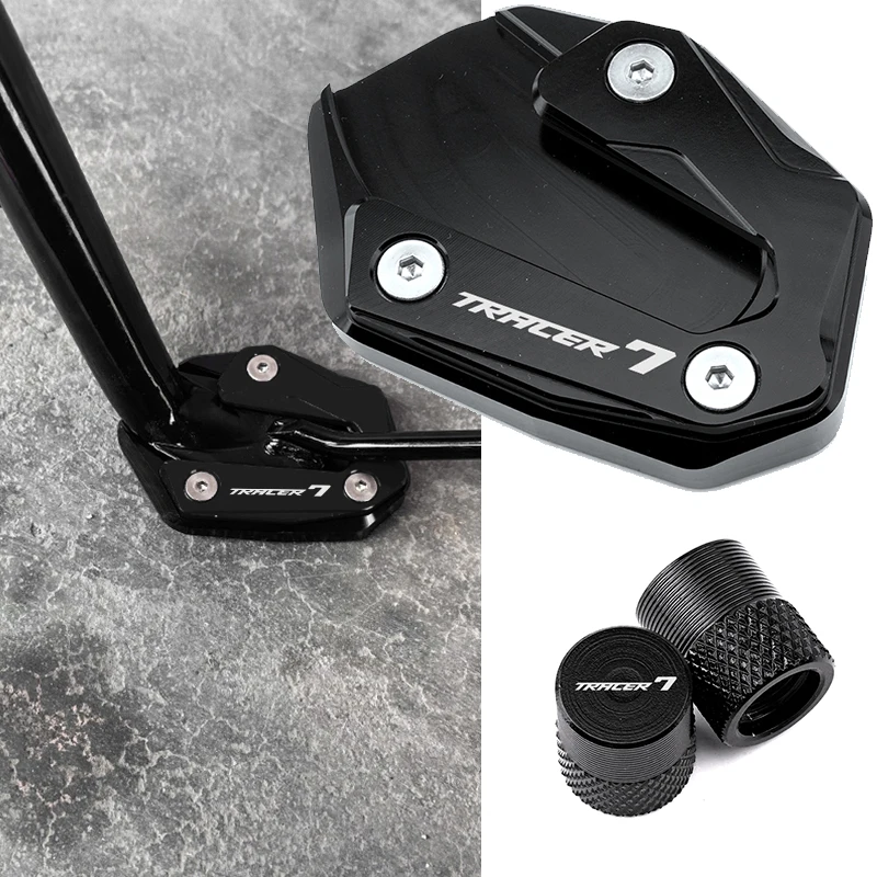 

TRACER7 Accessories Motorcycle Kickstand Foot Side Stand Enlarger Pad & Tire Valve Cap For YAMAHA TRACER 7 GT Tracer 700 GT