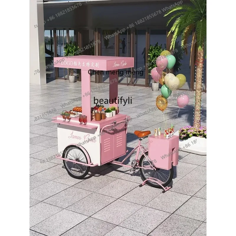 A Outdoor Float Stall Car Shopping Mall Exhibition Mobile Booth Coffee Milk Tea Car R