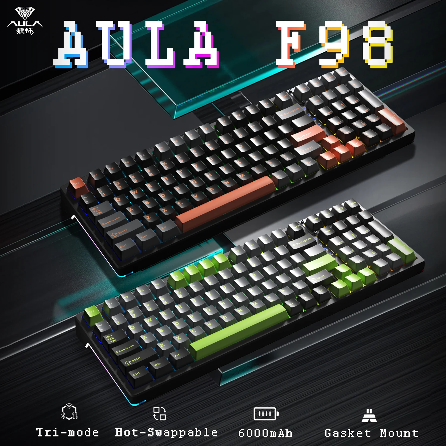 

AULA F98 99keys Light Feather Low-Noise Switch Gasket Structure Hot-swap RGB Mechanical Keyboard