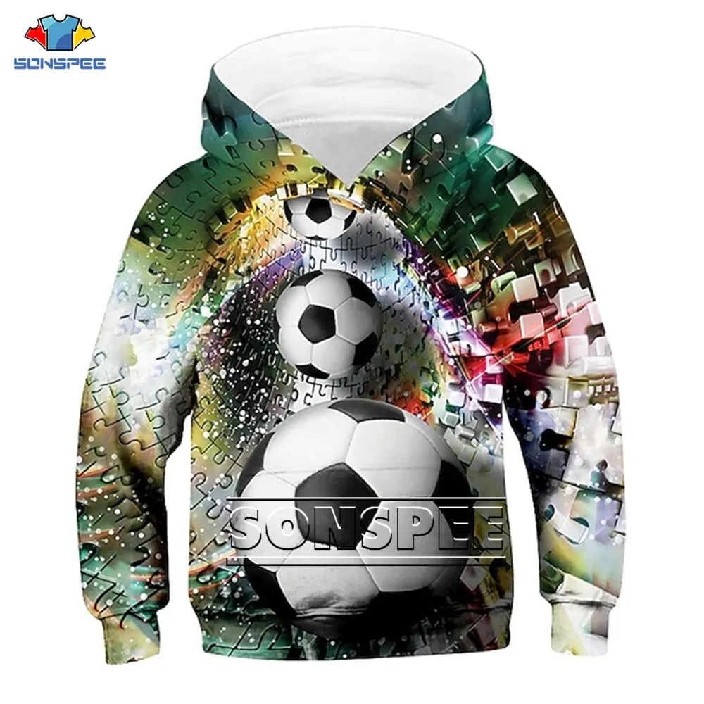 SONSPEE 2023 Autumn Winter Adult Hoodies Long Sleeve 3D Print Football Leisure Sweatshirt Daily Active Streetwear Sports Hooded