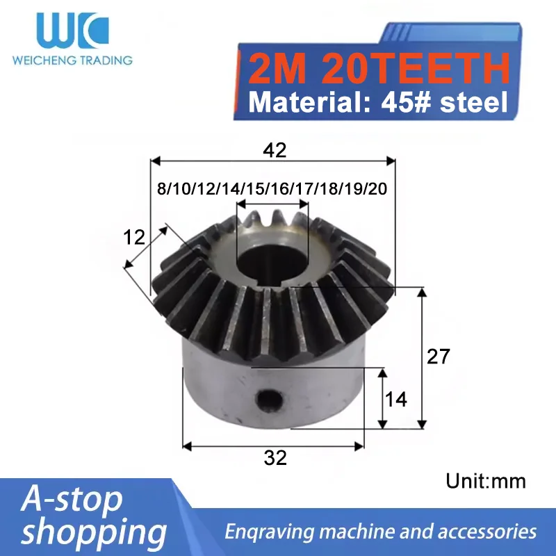 1PC 2M20T Bore 8/10/12/14/15/16/17/18/19/20MM Bevel Gears 2 Module 20 Teeth 90 Degree Drive Commutation