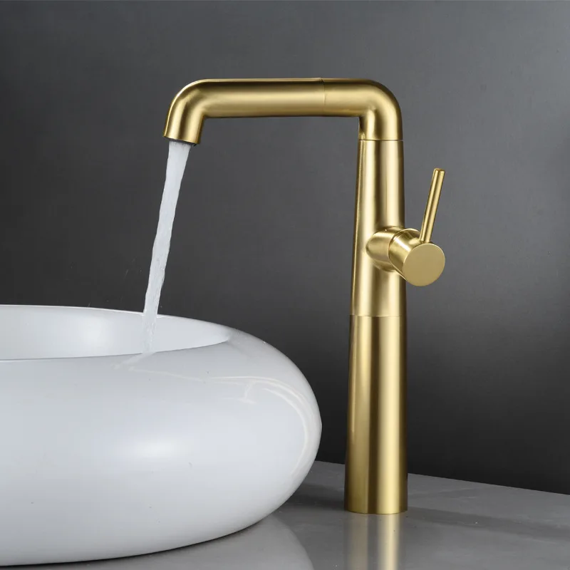 

Solid Brass European Style Brushed Gold Basin Faucets Black Hot Cold Mixer Tap 720 Degree Rotation Basin Mixer Taps Toilet Crane