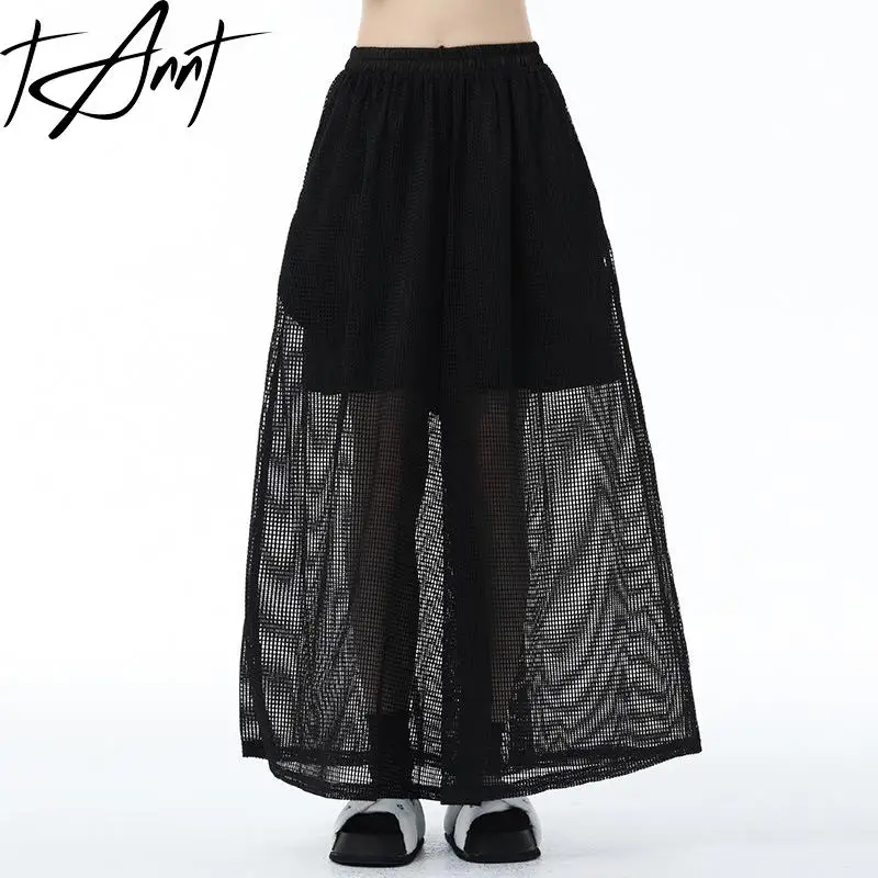 

Tannt Women Pant Irregular Perspective Fake Two-piece High-waisted Pants For Women Asymmetry Black White Casual Trousers 2025