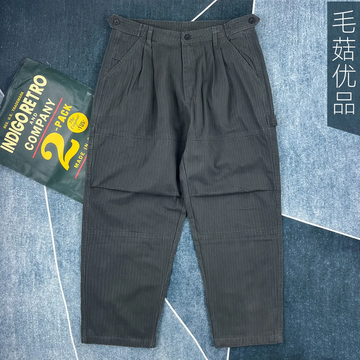 Calça casual masculina de espinha de peixe, pesada, 100% algodão, americana, retrô, reta, jacaré, calças cargo, vários bolsos