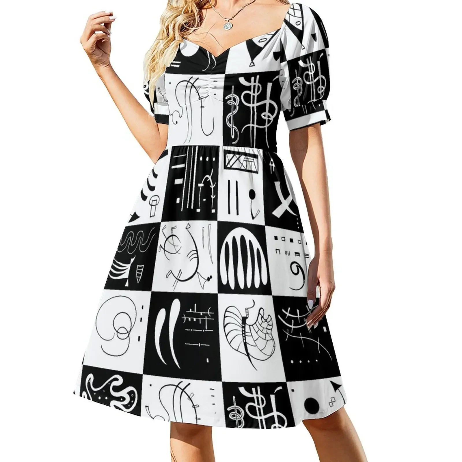 

Kandinsky - Black and White Pattern - Abstract Art Sleeveless Dress summer dresses ladies 2024