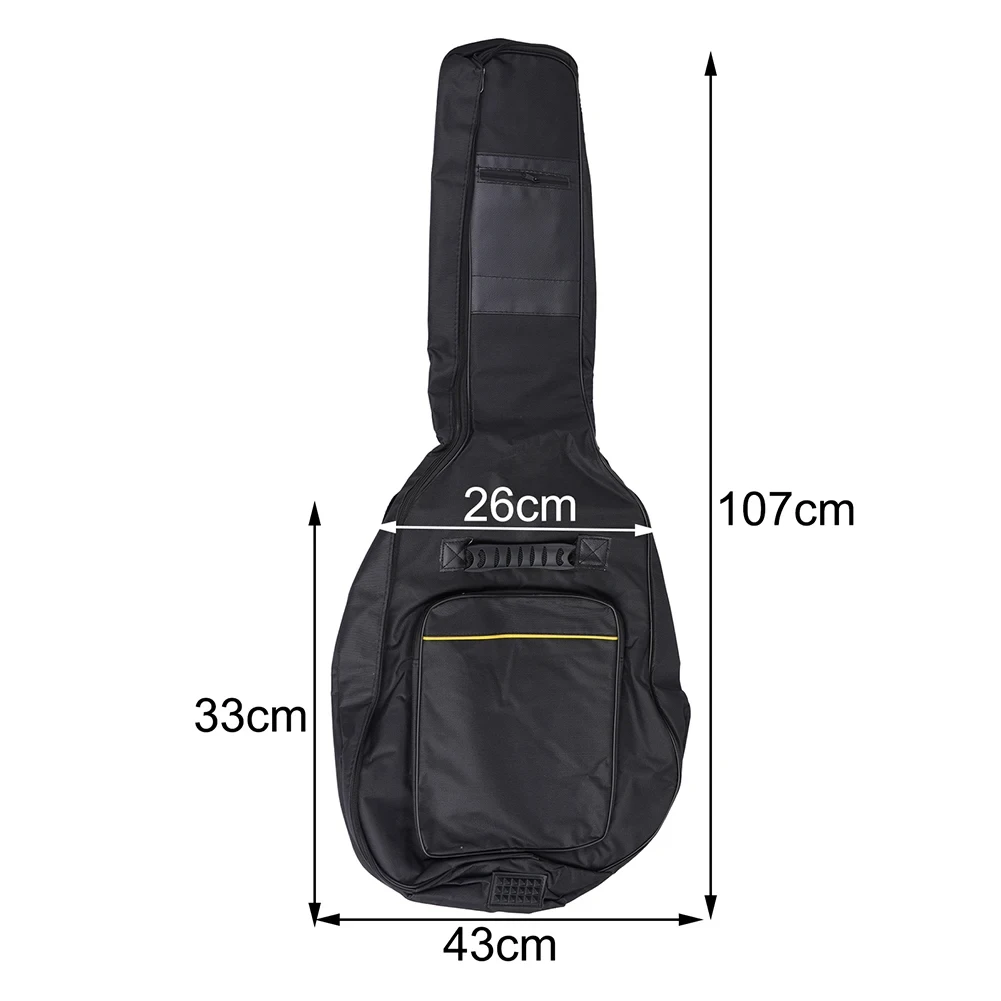 41 Inch Acoustic Guitar Bag Waterproof Rip-stop Oxford Nylon Double Straps Padded Black Guitar Case Gig Backpack Musical Instrum