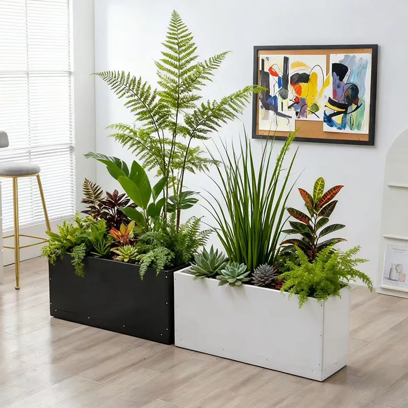 New factory direct sales rectangular integrated lazy flower pot balcony vegetable water level meter yard resin flower pot