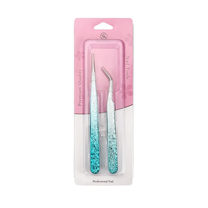 Pince à épiler pour faux cils, fleur de glace, antistatique, 3D, greffe précise, fournitures d'extension de cils, outils de maquillage, 2 pièces