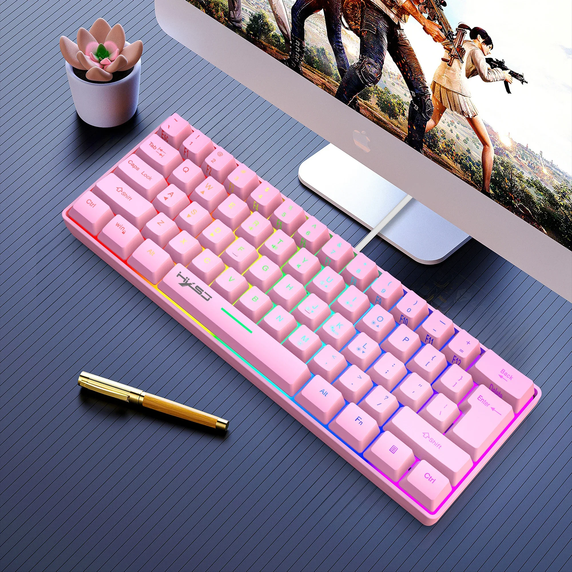 

60% Wired Gaming Keyboard,Double Injection keycapRGB Backlit Ultra-Compact Waterproof Mini 61 Keys Keyboard, Typist, Travel