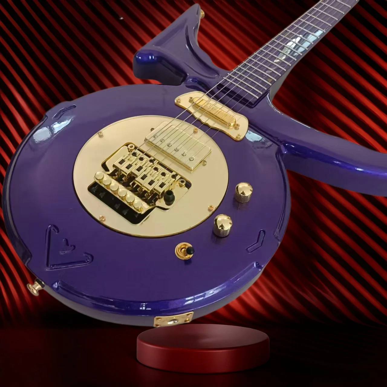 Prince Style Gloss Purple Heart‑Shaped Unique Electric Guitar Floyd Rose Tremolo, Gold Hardware Cool Stage & Collectible Guitar
