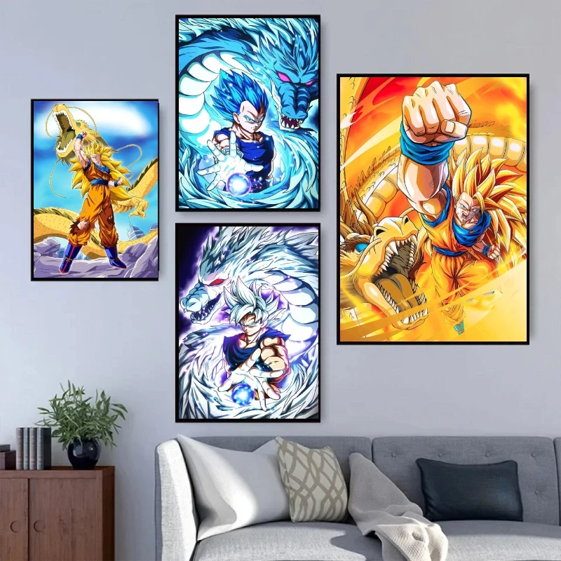 Impresión en lienzo de Dragon Ball Goku, carteles decorativos en lienzo, imagen de personaje de dibujos animados, figuras de acción, arte de pared, decoración del hogar