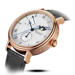 2024 Seagull Men's Business Wristwatch Moon Phase Leather Luxury Automatic Mechannical Men's Watches 50M Waterproof relogio 6092