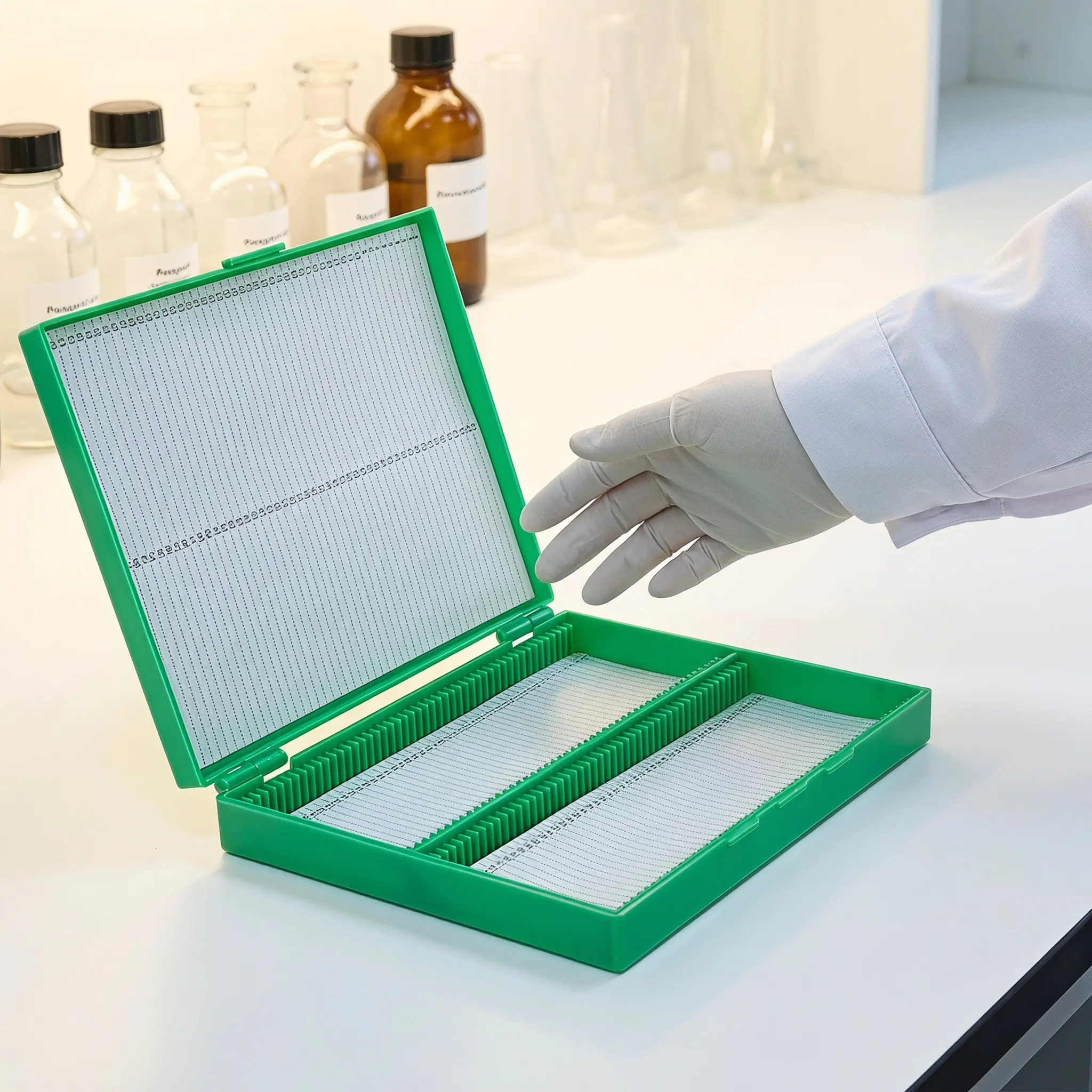 Slide Storage Holder Premium Plastic Microscope with Labeled Slots Contents Sheet for Teaching Biological