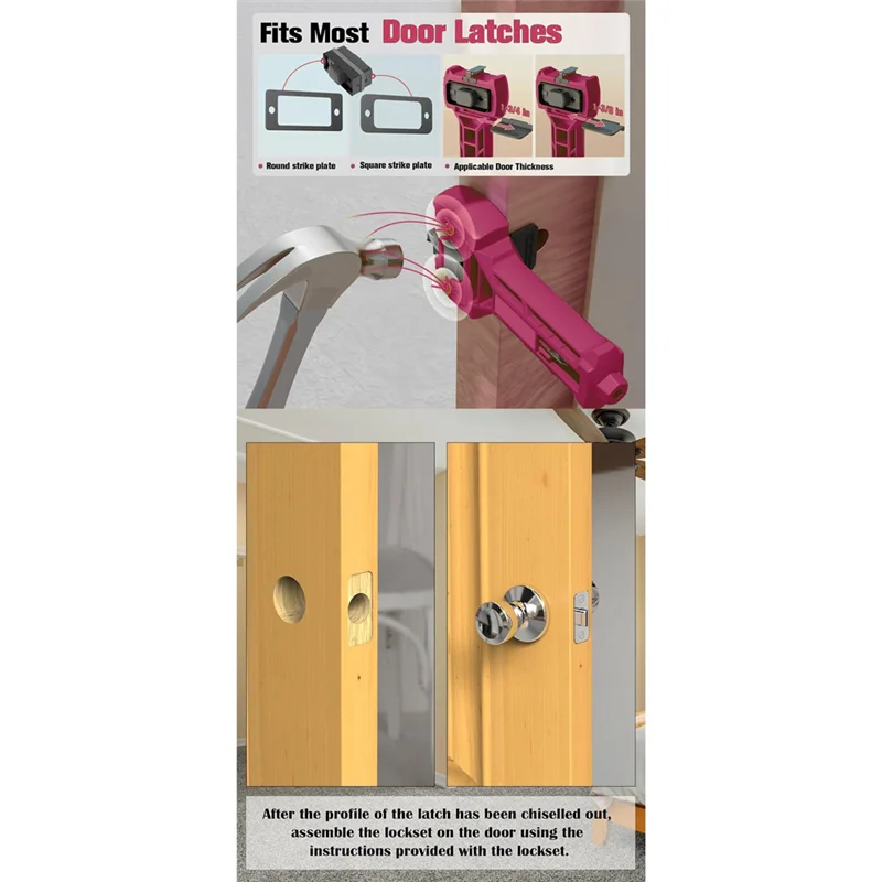 Kit de pestillo de puerta de piojos, herramienta de mortaja de pestillo de puerta, Kit de instalación de puerta para puertas de 1-3/8 pulgadas o 1-3/4 pulgadas de espesor, juego de sierra perforadora para cerradura de puerta