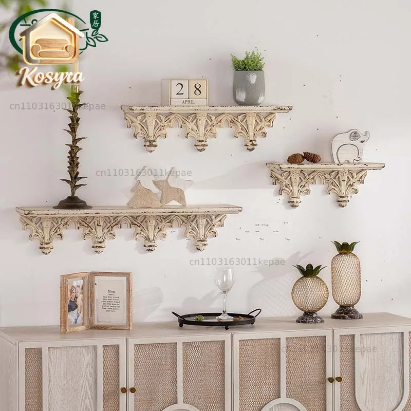 European classical relief wall rack outdoor courtyard decoration shelf cafe retro old layer rack baffle