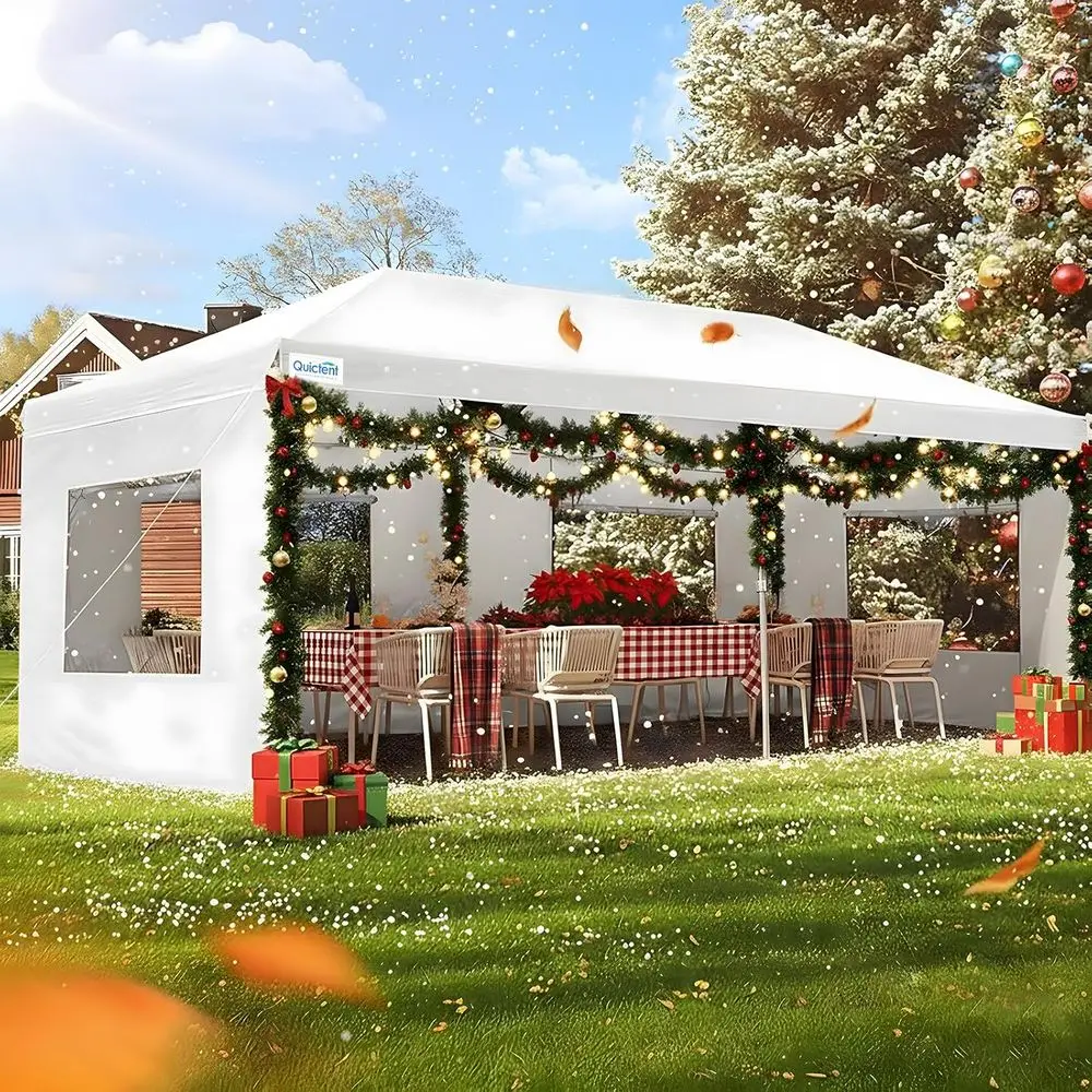 مظلة محمولة منبثقة مقاس 10 × 20 قدم مع جوانب وإعداد سريع وحقيبة حمل بعجلات للمناسبات الخارجية والحفلات والتخييم والسوق #1