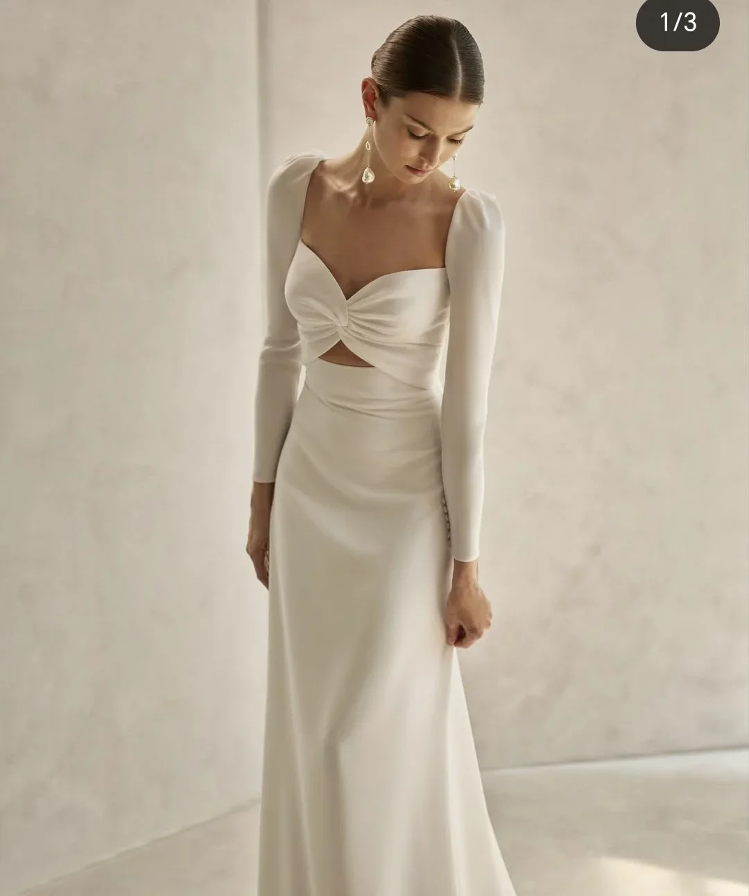 

Customzied Graceful Wedding Dresses Soft Satin Sweetheart Long Sleeve Mermaid Simple Spandex Floor Length Bridal Gowns Stunning