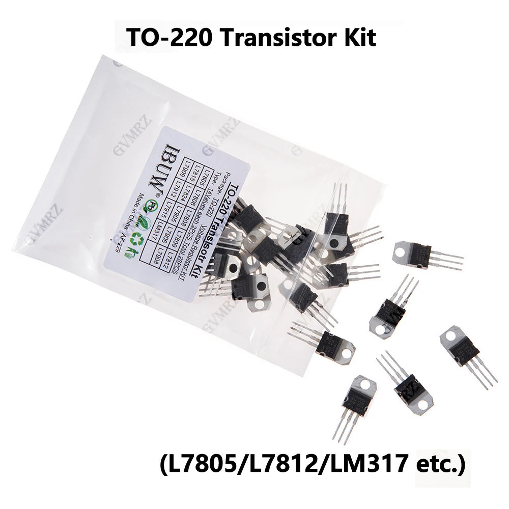 28PCS 14Values TO-220 Transistor Kit (L7805/L7812/LM317 etc.) Voltage Regulator for Industrial Power Supply DIY Project L7906
