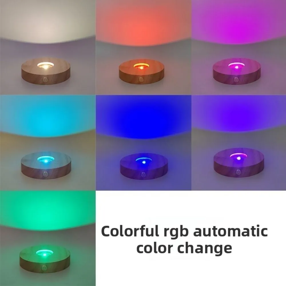 Lampu Malam Nirkabel dengan Sakelar Sentuh Bulat dan Basis Pengisian Daya Terbuat dari Kayu Solid untuk Dekorasi Kamar Tidur Bertema Planet Air