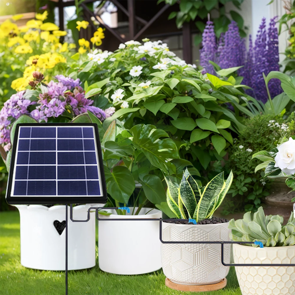 

Solar Powered Automatic Drip Irrigation System Kit with Timer Intelligent Automatic Watering Device for Indoor Outdoor Garden