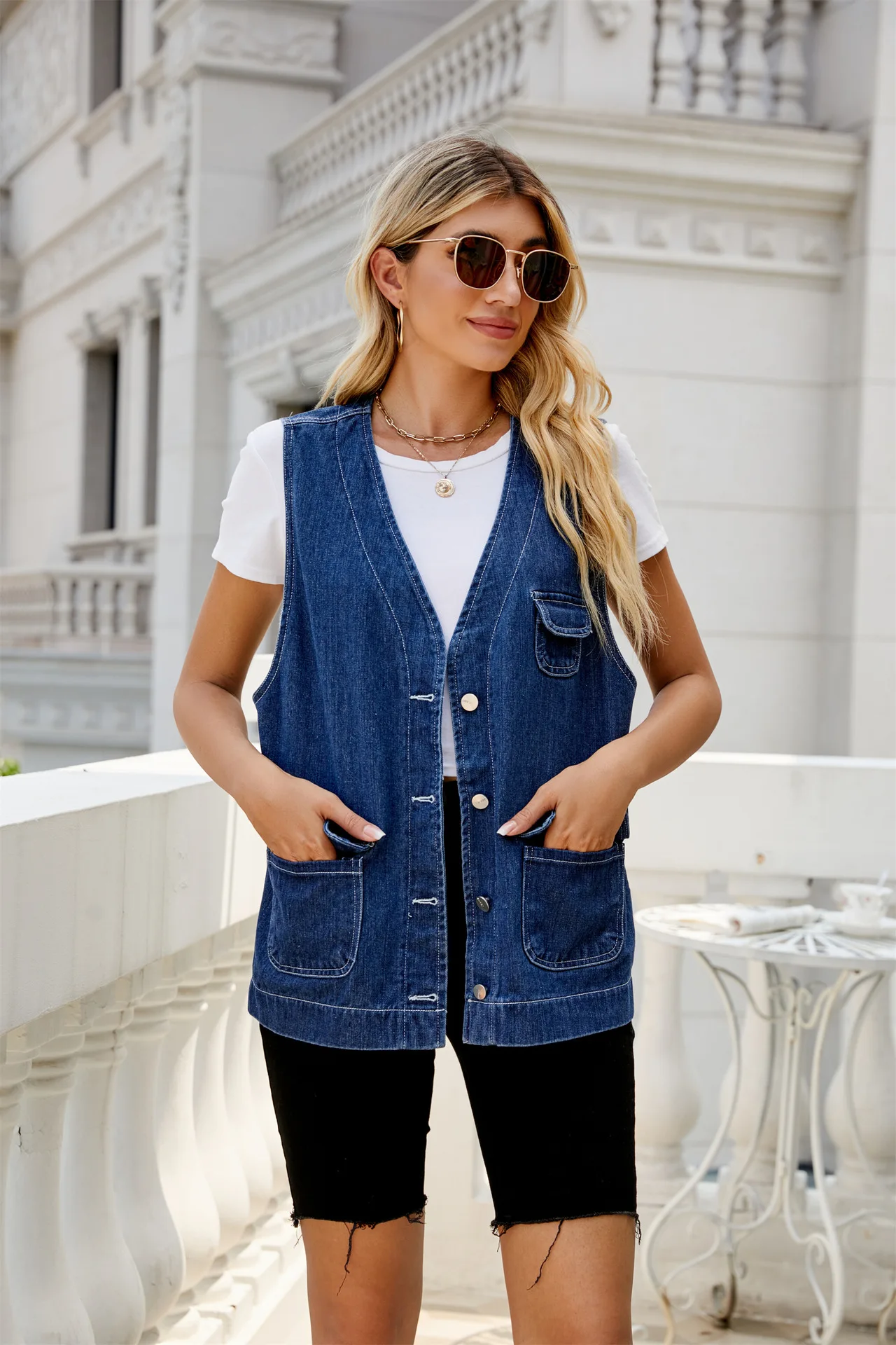 Denim Women Vest Luxury Fashion Ripped Autumn Jean Jacket Sleeveless Loose Short Coat Causal Waistcoats Cowboy Tank High Quality