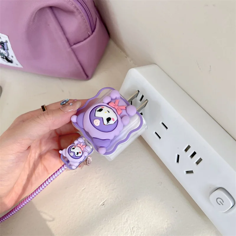 Miniso Sanrio 5Pcs Set Cable Protector for iPhone/iPad 18W/20W Fast Charger Case Cable Management Phone Wire Cord Organizers