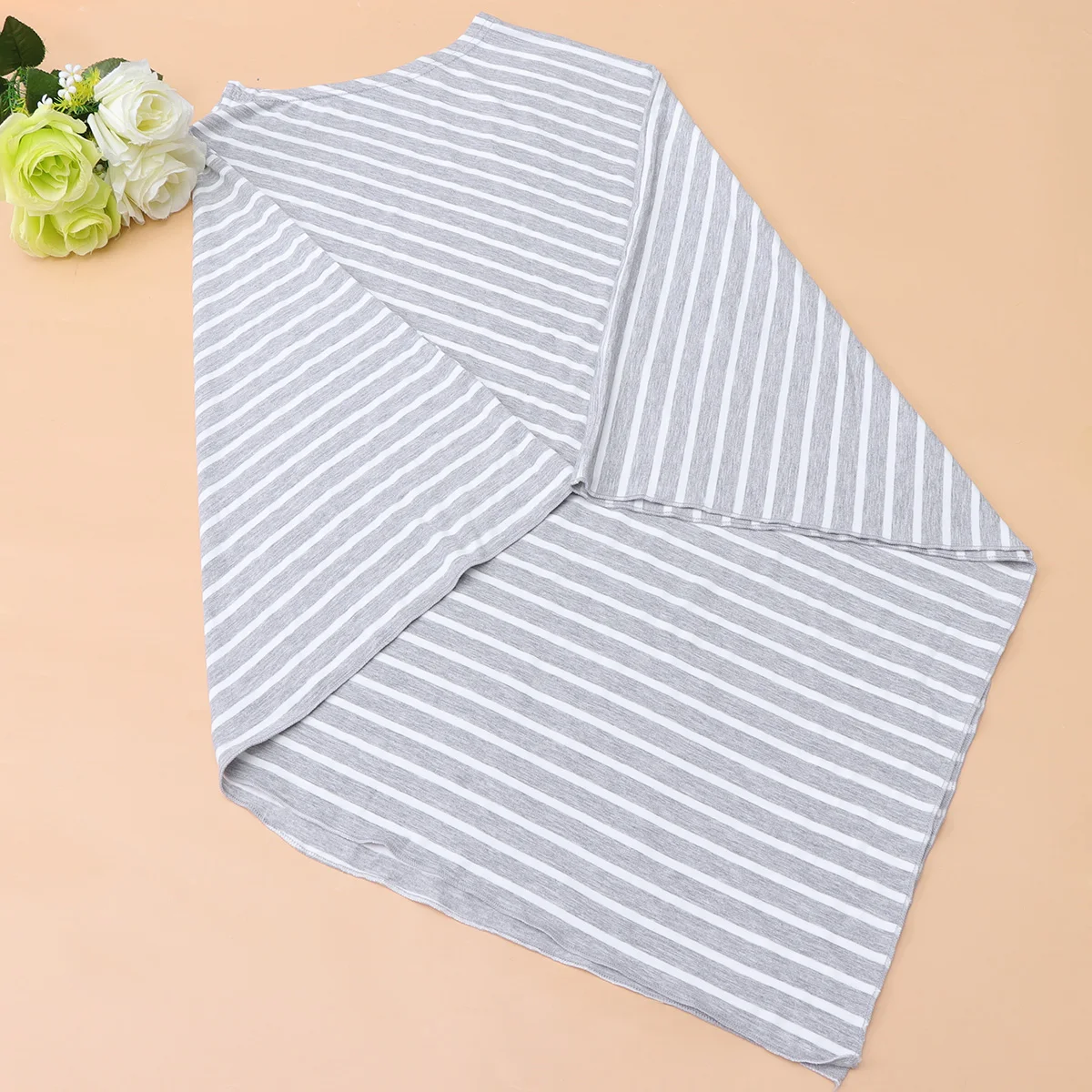 

Breastfeeding Shawl Grey Color Nursing Cover Stroller Care Modal Material Multi-function Striped Pattern