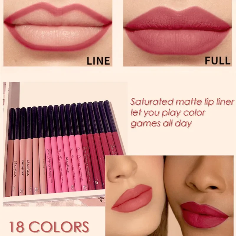 Fluweel Matte Lipliner Langdurige Lippenstift Potlood Matte Lipliner Waterdicht Lipstic Vrouwelijke Cosmetische Make-Up Rood Bruin Nude Roze