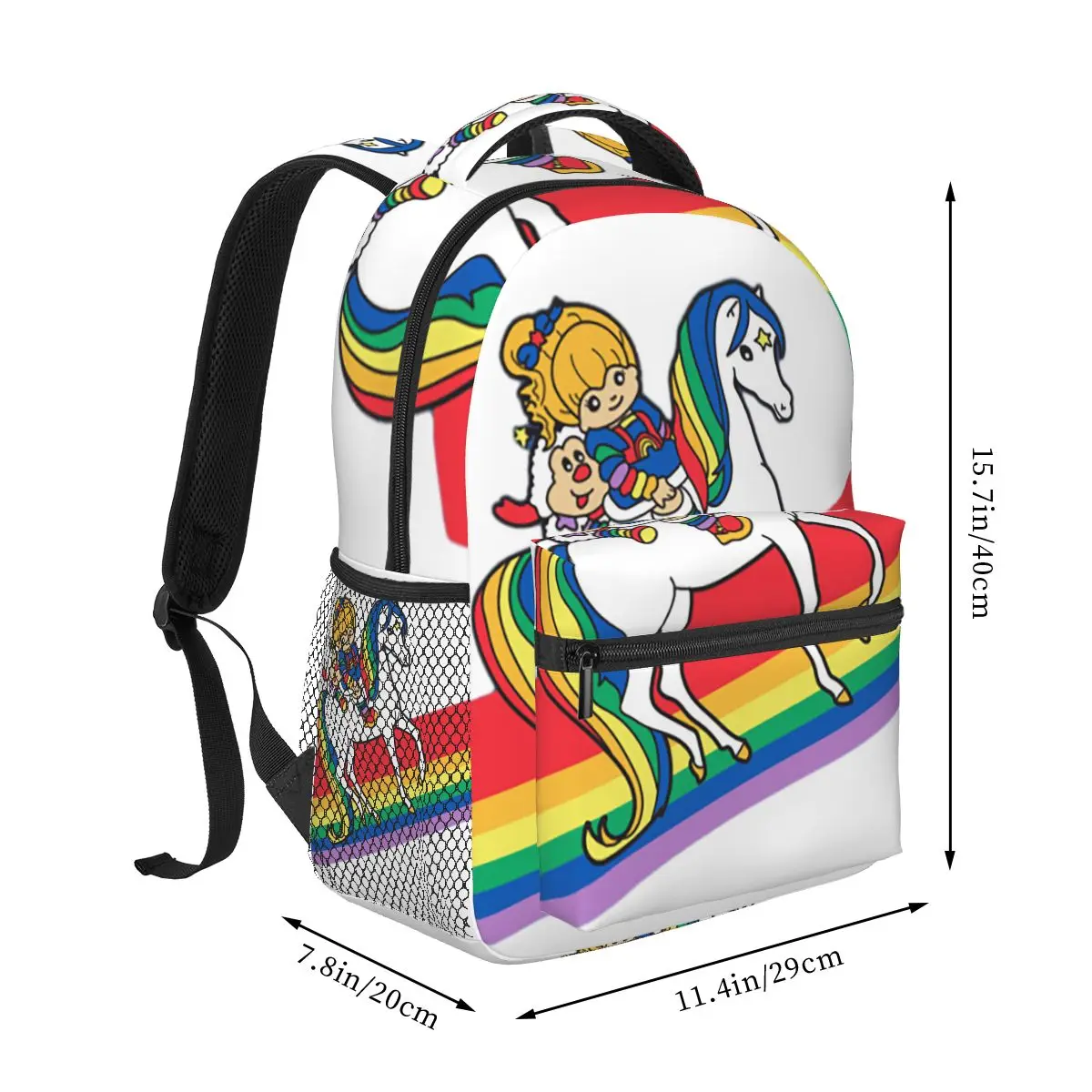 Rainbow Brite And Friends - レトロ 80 年代の漫画デザインのバックパックホットセールデイパック男の子女の子ブックバッグスクールバッグショルダーバッグ