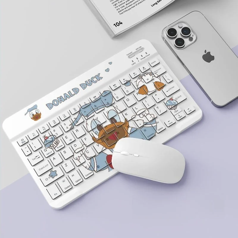 

Stitch Wireles Bluetooth Keyboard for IPad Tablet Cute Cartoon Donald Duck Mute Rechargeable Keyboards Mini Portable Keyboard