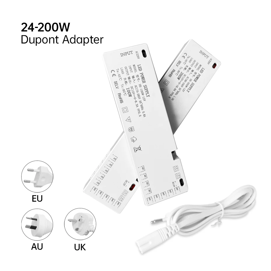 DC12V/24V LED Cabinet Light Driver Transformer AC220V EU/AU/UK Plug Power Supply Adapter for Showcase/Closet/Shelf Light Strip