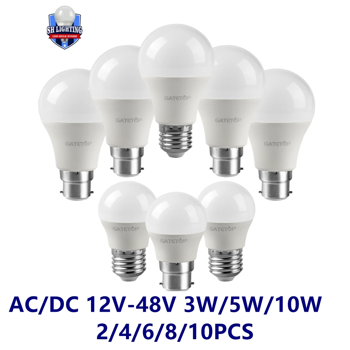 LED low-voltage bulb AC/DC12V 24V 36V 48V E27 B22 10W Bombilla For Solar Led Light Bulbs 12 Volts Low Voltages Lamp Lighting