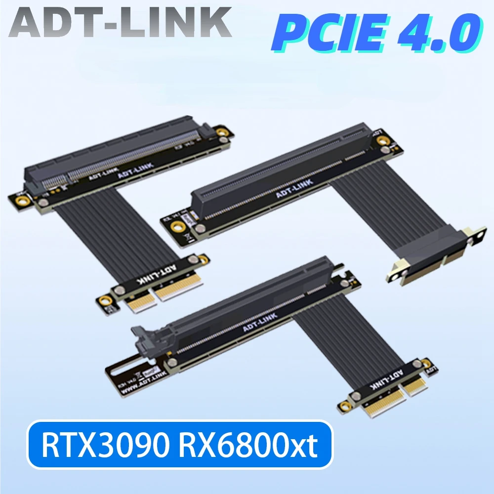 

PCI-E 4.0 X4 To X16 Extension Cable Double 90 Degree Right Angle RTX3090 RX6800xt PCIe 4.0 4x to 16x Riser Extender Adapter Cord