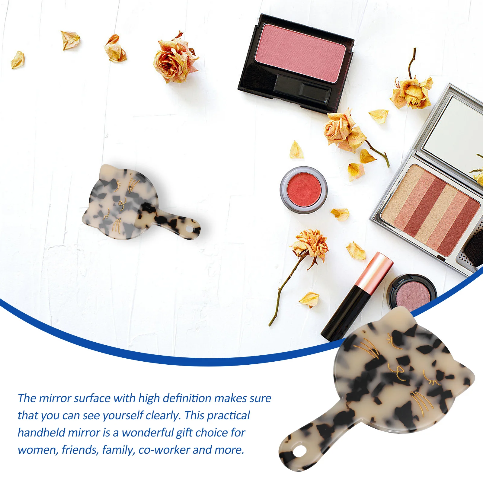 

1Pcs Marble Pattern Handheld Mirror Portable Compact Makeup Mirror Lightweight Tool for Travel Vanity Use