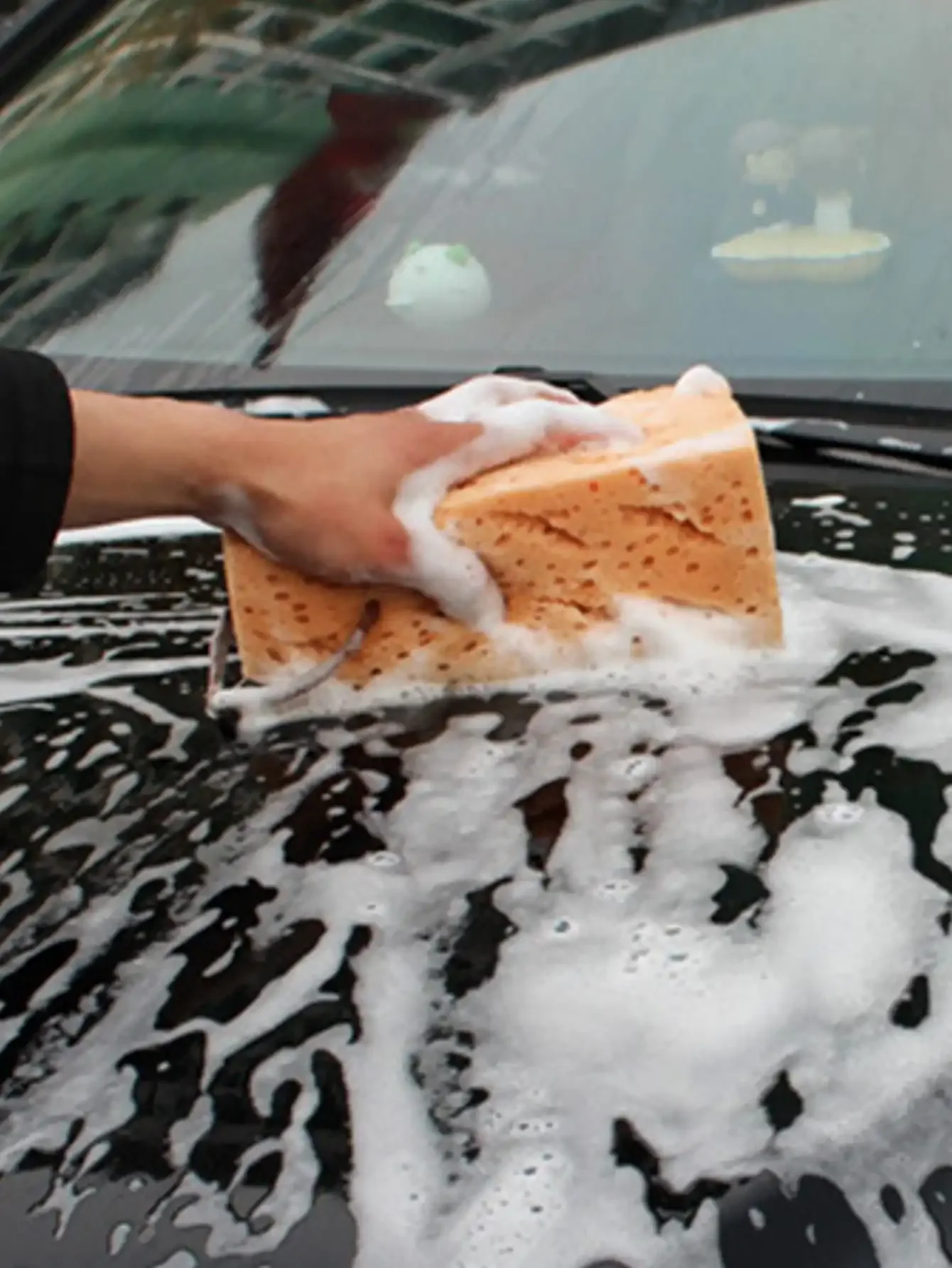 1pc car with honeycomb sponge car wash sponge thick coral car wash sponge big hole free car paint