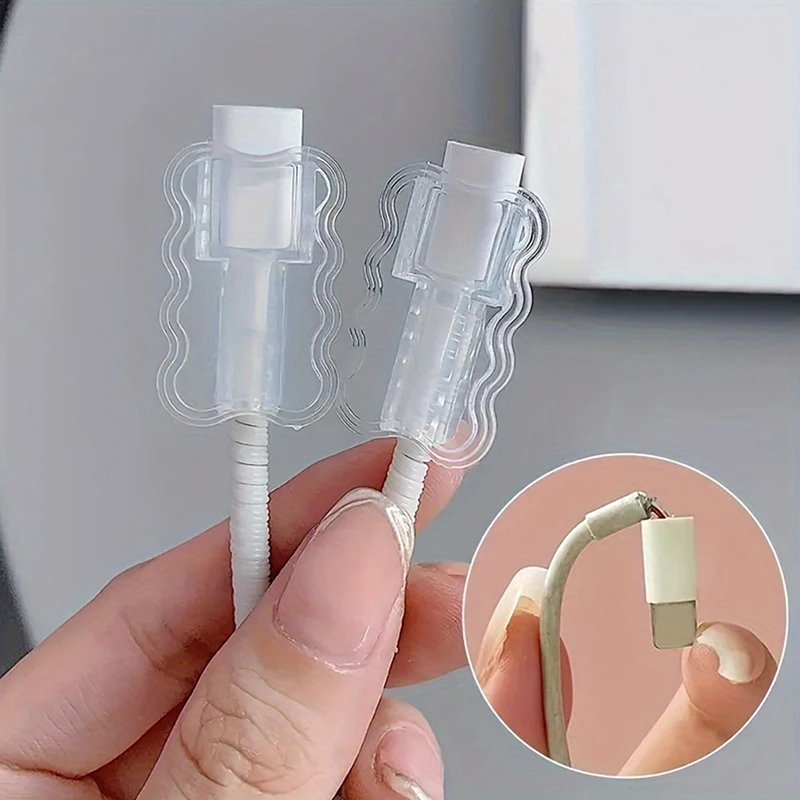 8/10/12Pcs TPU Data Cable Cases Mobile Phone Accessories Anti-Breakage Cord Saver Flexible Cord Management Protector Sleeves