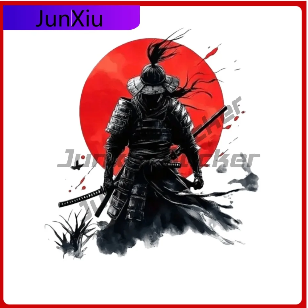 

Samurai and Red Sun Japanese Stickers- Warrior Iron-On Decals with Bold BlackCar Truck Window Bumper Graphics Vinyl Sticker Deca