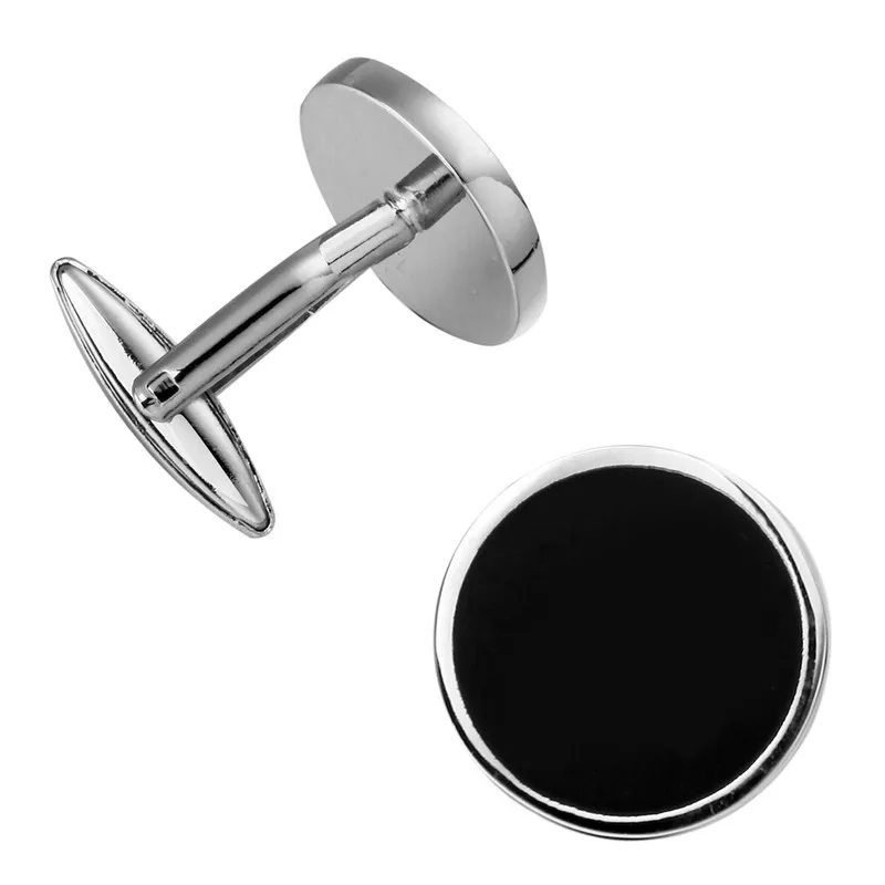 Classic men\'s French cufflinks black round buttons wedding jewelry gifts