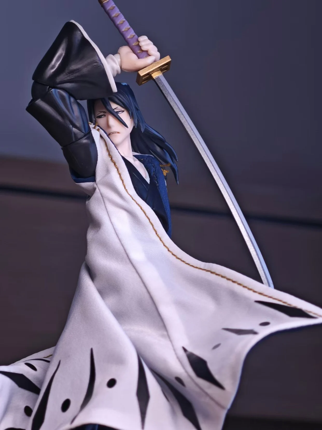 Custom 1/12 Scale Male Soldier Role Play Anime Kuchiki Byakuya Captain Death Windbreaker Cloak Robe For 6in Action Figures Body