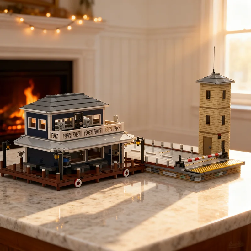 

3486 деталей MOC: Модульная модель причала-ферибэка для городского пейзажа, строительные блоки, креативный подарок для самостоятельной сборки, декор для демонстрации, премиум-класс для взрослых
