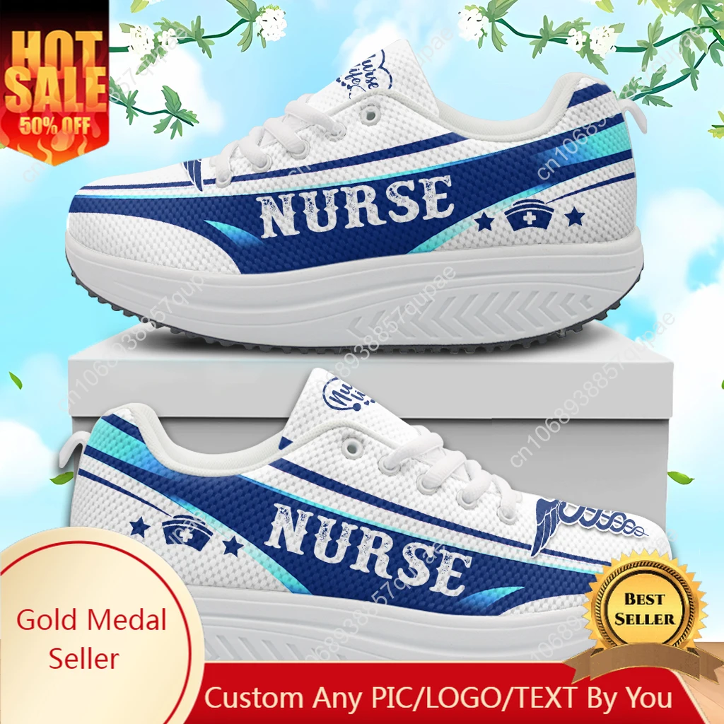 

Women's Nurse Nurse ECG Women's Fashion Casual Rocking Shoes Lace-up High Quality Height-increasing Shoes Custom Shoes