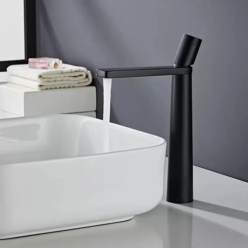 Black Bathroom Faucet Gray Basin Faucets Hot & Cold Bathroom Sink Faucet Deck Mounted Lavotory Faucet  Mixer Water Tap SS 304