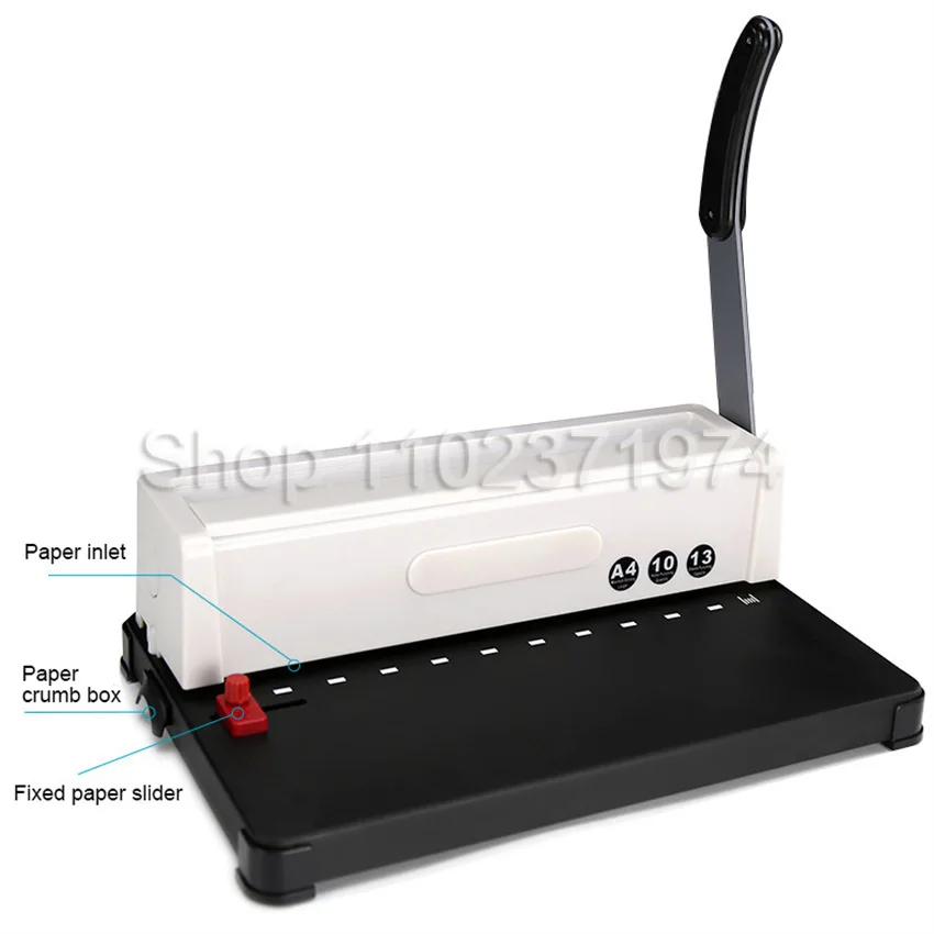 10 Hole Clamp Strip Binding Machine Puncher A4 Paper Square Hole Punching Machine Office File Binding Tool