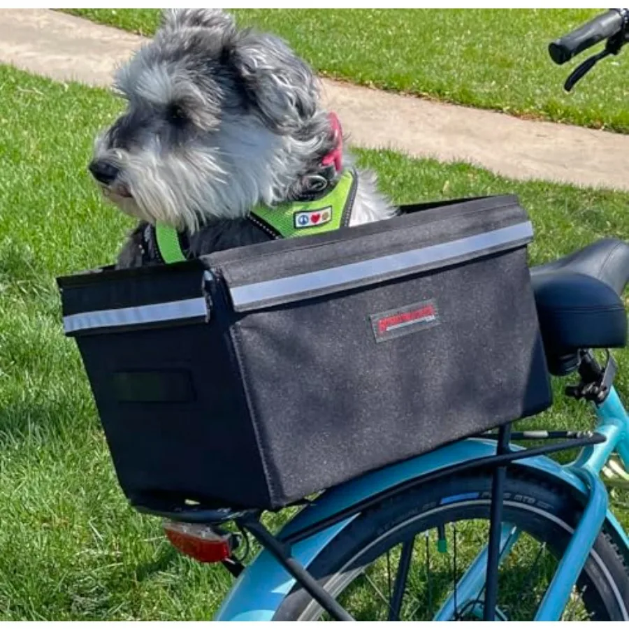 

Portland - Bike Rack Dog Grocery and Goods Carrier - Bicycle Pannier Crate Cycling Basket Trunk Bag Rear Bed Storage Leash Carr